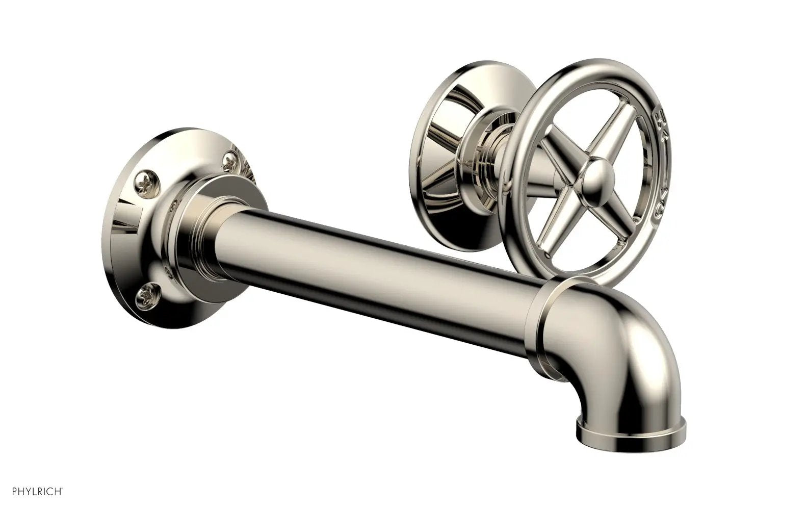 Phylrich WORKS 2 Single Handle Wall Lavatory Set - Cross Handles by Phylrich