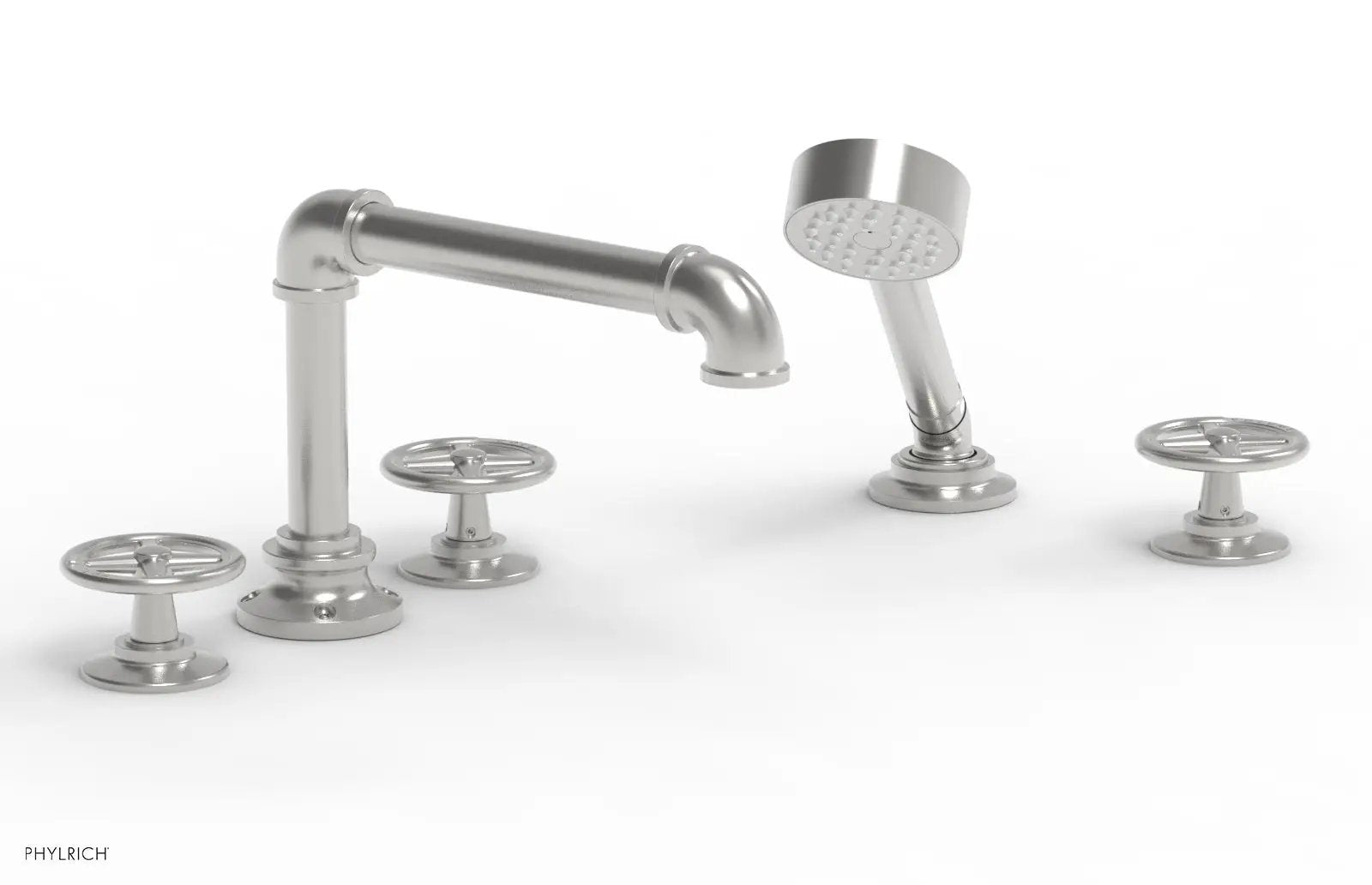 Phylrich WORKS 2 Deck Tub Set with Hand Shower - Cross Handles by Phylrich