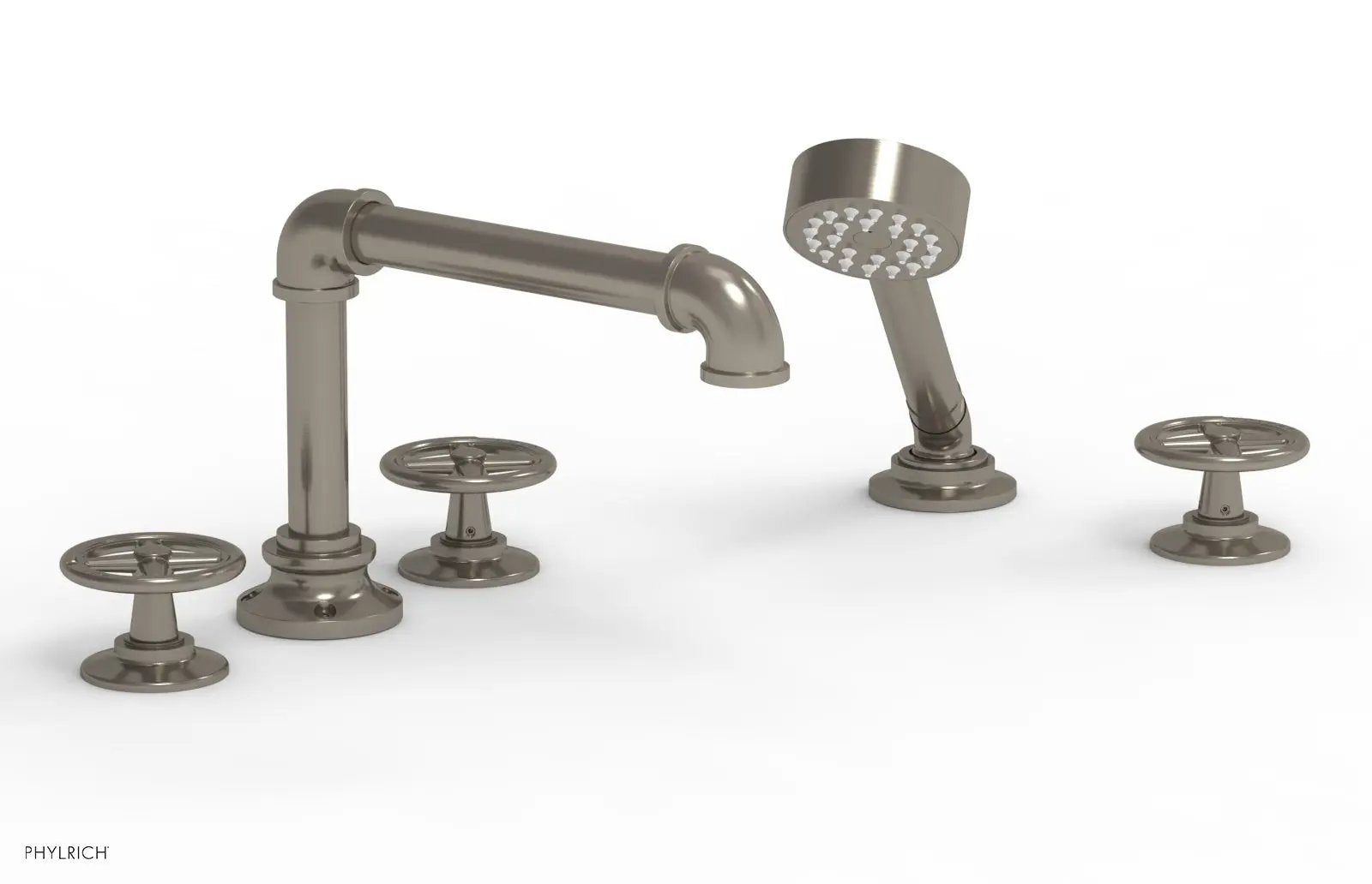 Phylrich WORKS 2 Deck Tub Set with Hand Shower - Cross Handles by Phylrich