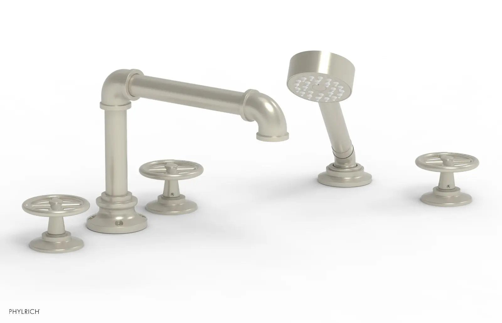 Phylrich WORKS 2 Deck Tub Set with Hand Shower - Cross Handles by Phylrich