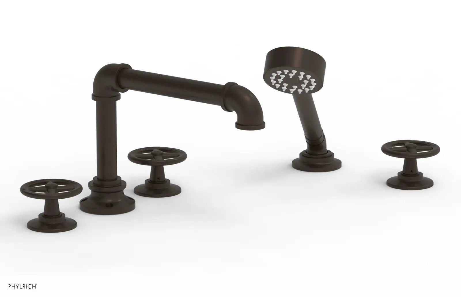 Phylrich WORKS 2 Deck Tub Set with Hand Shower - Cross Handles by Phylrich