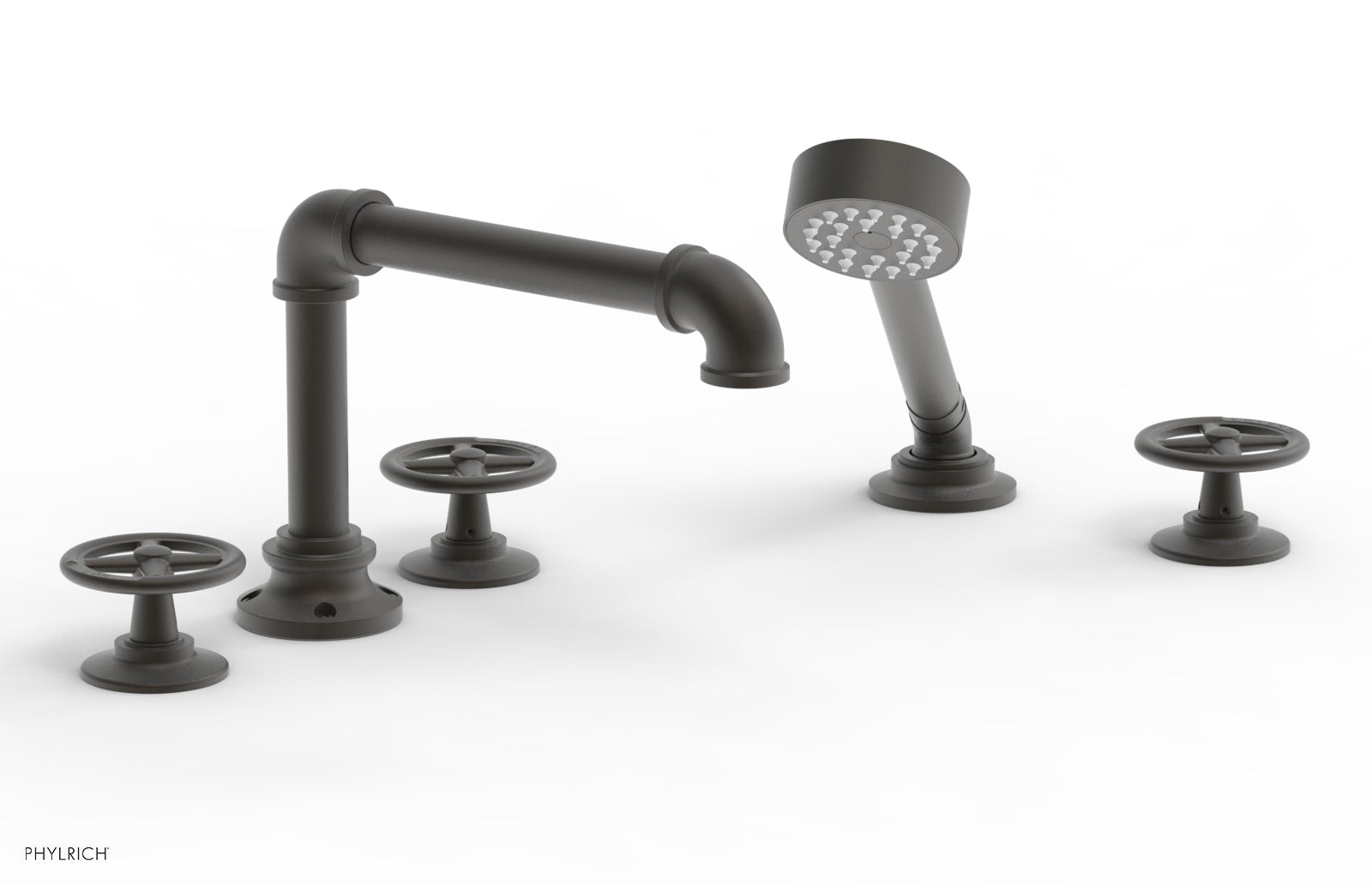 Phylrich WORKS 2 Deck Tub Set with Hand Shower - Cross Handles by Phylrich