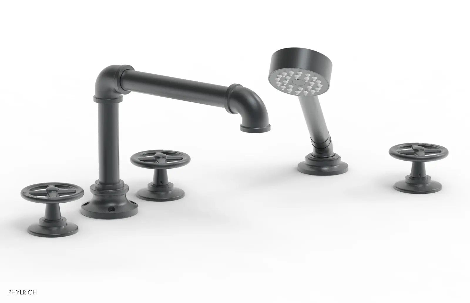 Phylrich WORKS 2 Deck Tub Set with Hand Shower - Cross Handles by Phylrich