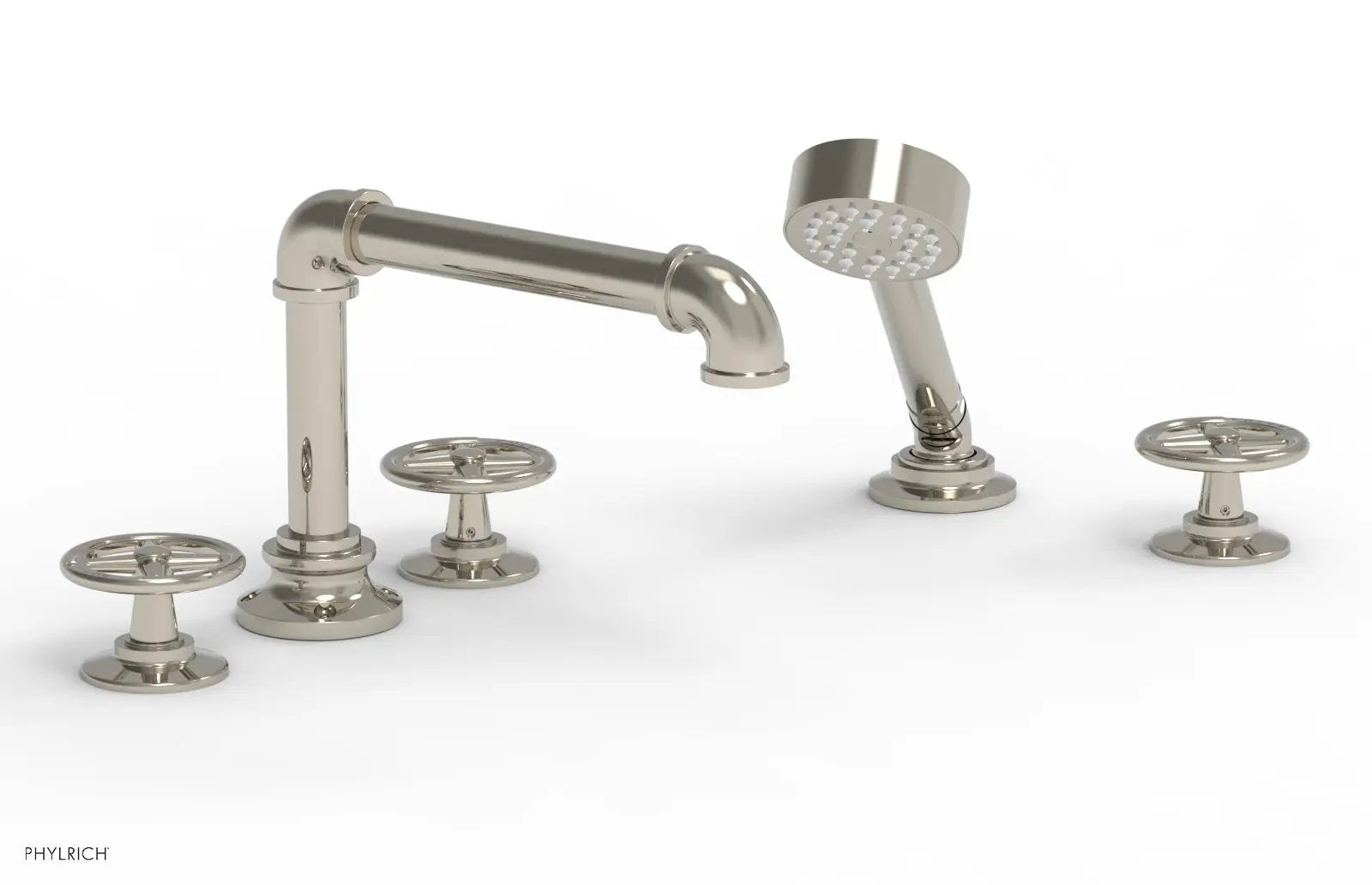 Phylrich WORKS 2 Deck Tub Set with Hand Shower - Cross Handles by Phylrich