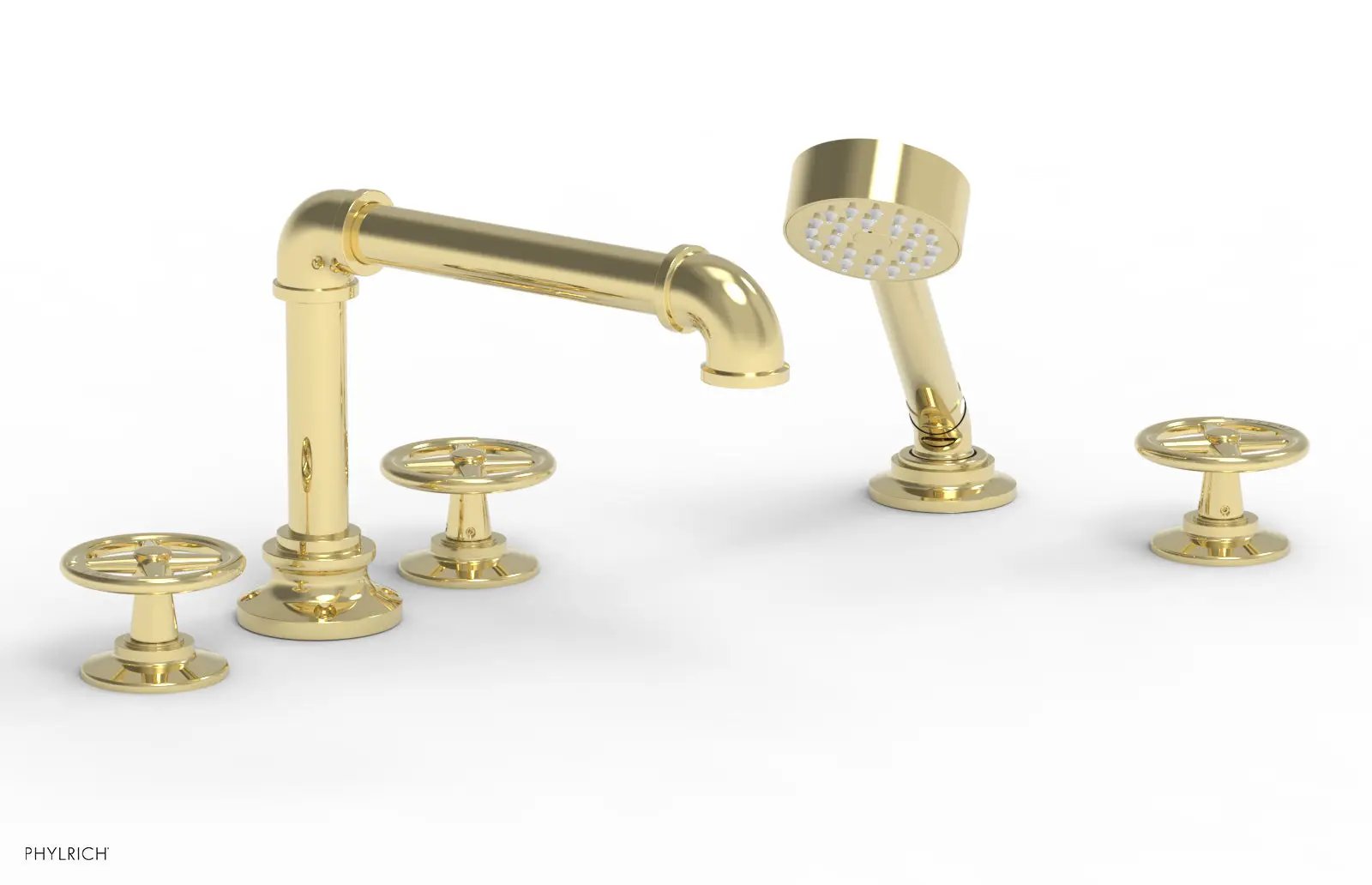 Phylrich WORKS 2 Deck Tub Set with Hand Shower - Cross Handles by Phylrich