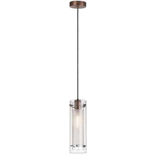 Dainolite 1 Light Incandescent Pendant with Clear and Frosted Glass