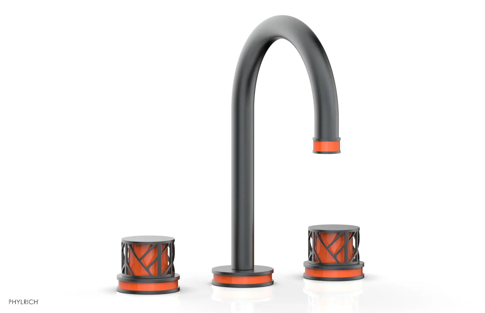 Phylrich JOLIE Widespread Faucet - Round Handles with "Orange" Accents by Phylrich