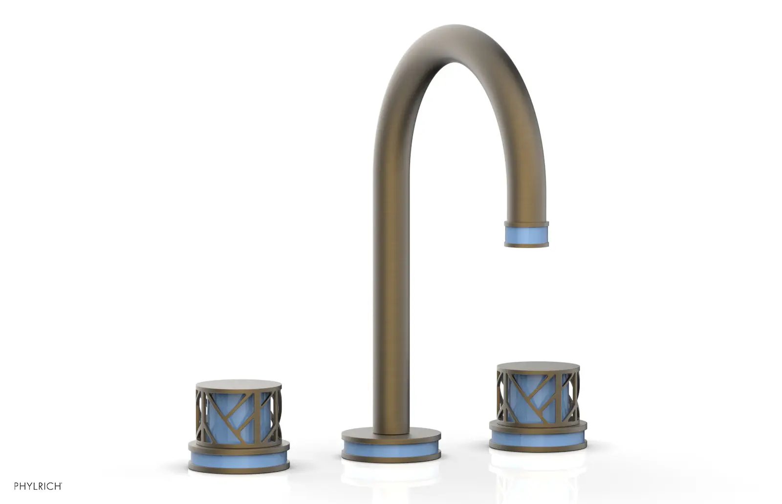 Phylrich JOLIE Widespread Faucet - Round Handles with "Light Blue" Accents by Phylrich
