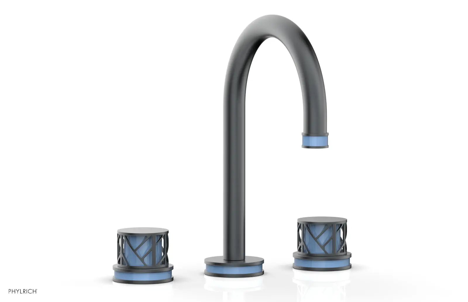 Phylrich JOLIE Widespread Faucet - Round Handles with "Light Blue" Accents by Phylrich