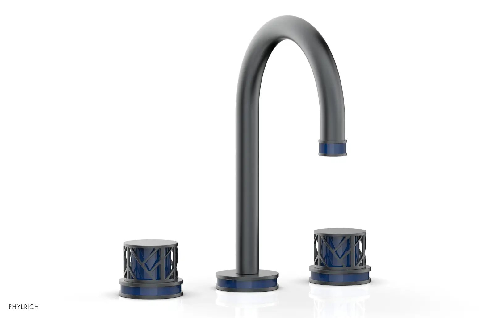 Phylrich JOLIE Widespread Faucet - Round Handles with "Navy Blue" Accents by Phylrich