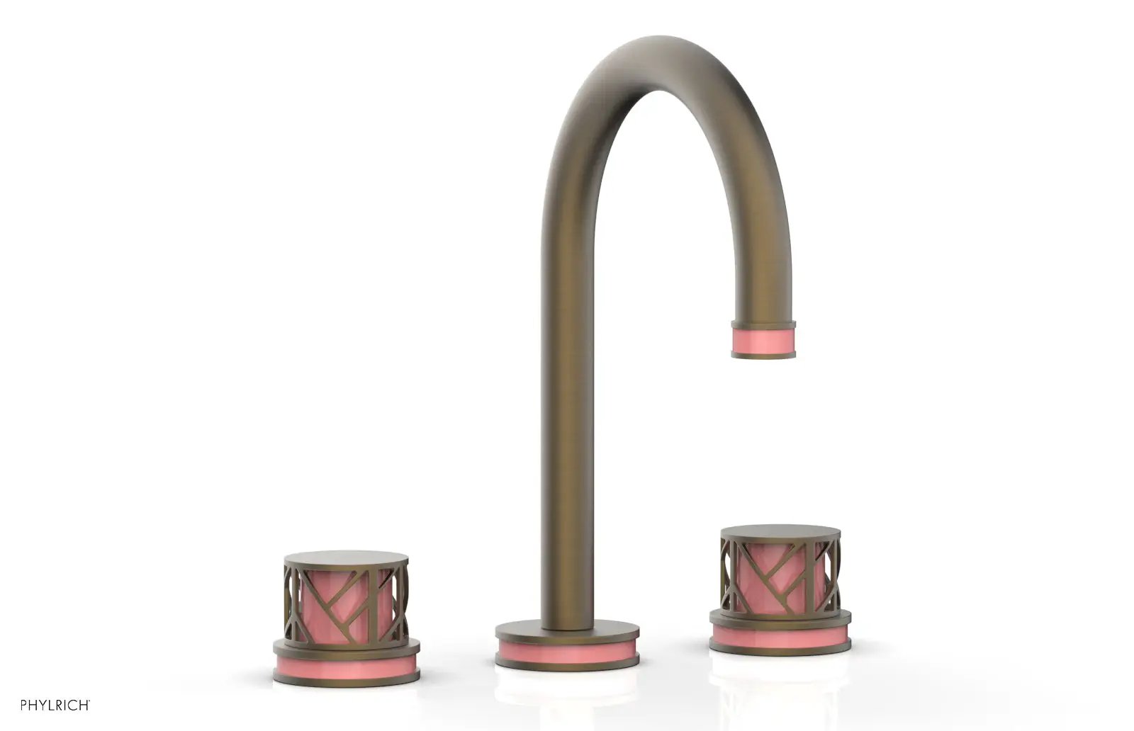 Phylrich JOLIE Widespread Faucet - Round Handles with "Pink" Accents by Phylrich