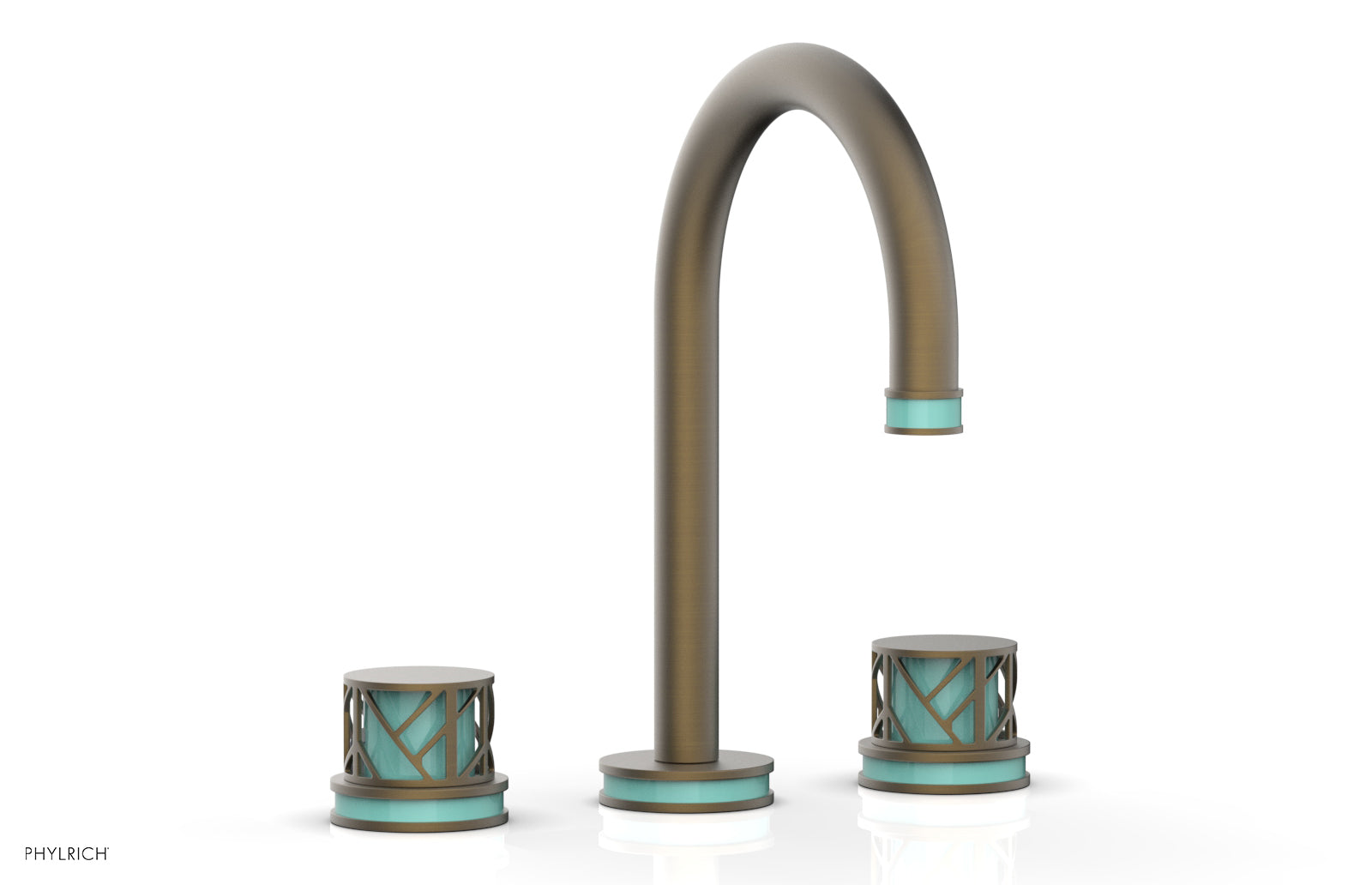 Phylrich JOLIE Widespread Faucet - Round Handles with "Turquoise" Accents