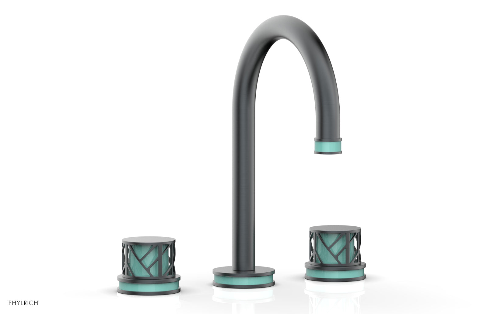 Phylrich JOLIE Widespread Faucet - Round Handles with "Turquoise" Accents