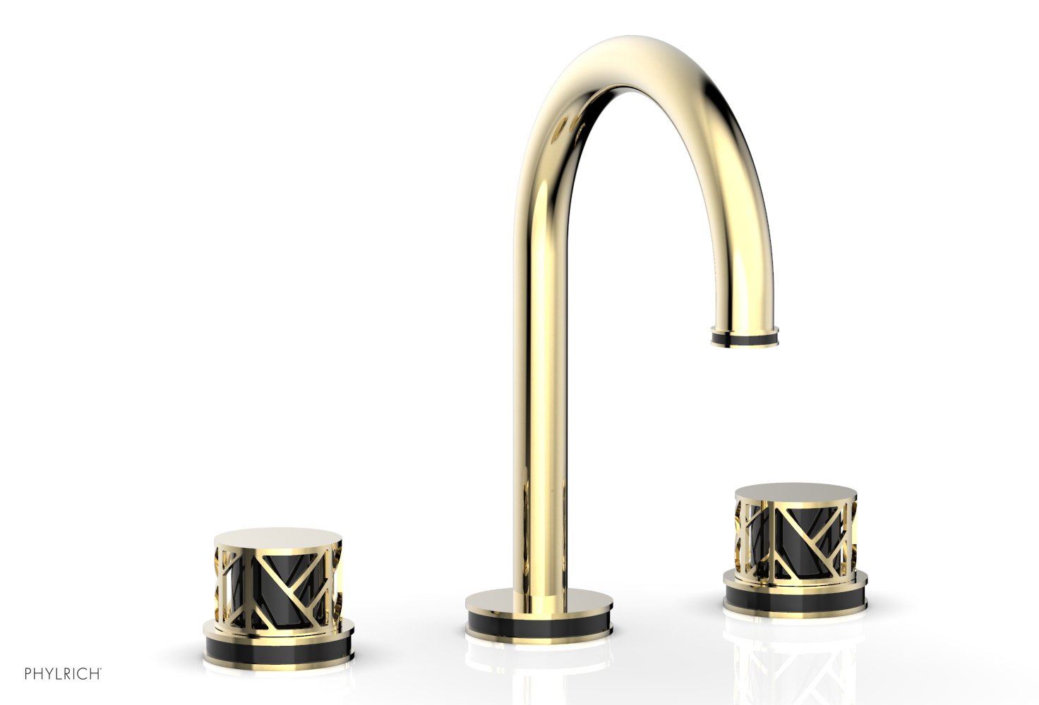 Phylrich JOLIE Widespread Faucet - Round Handles with "Black" Accents