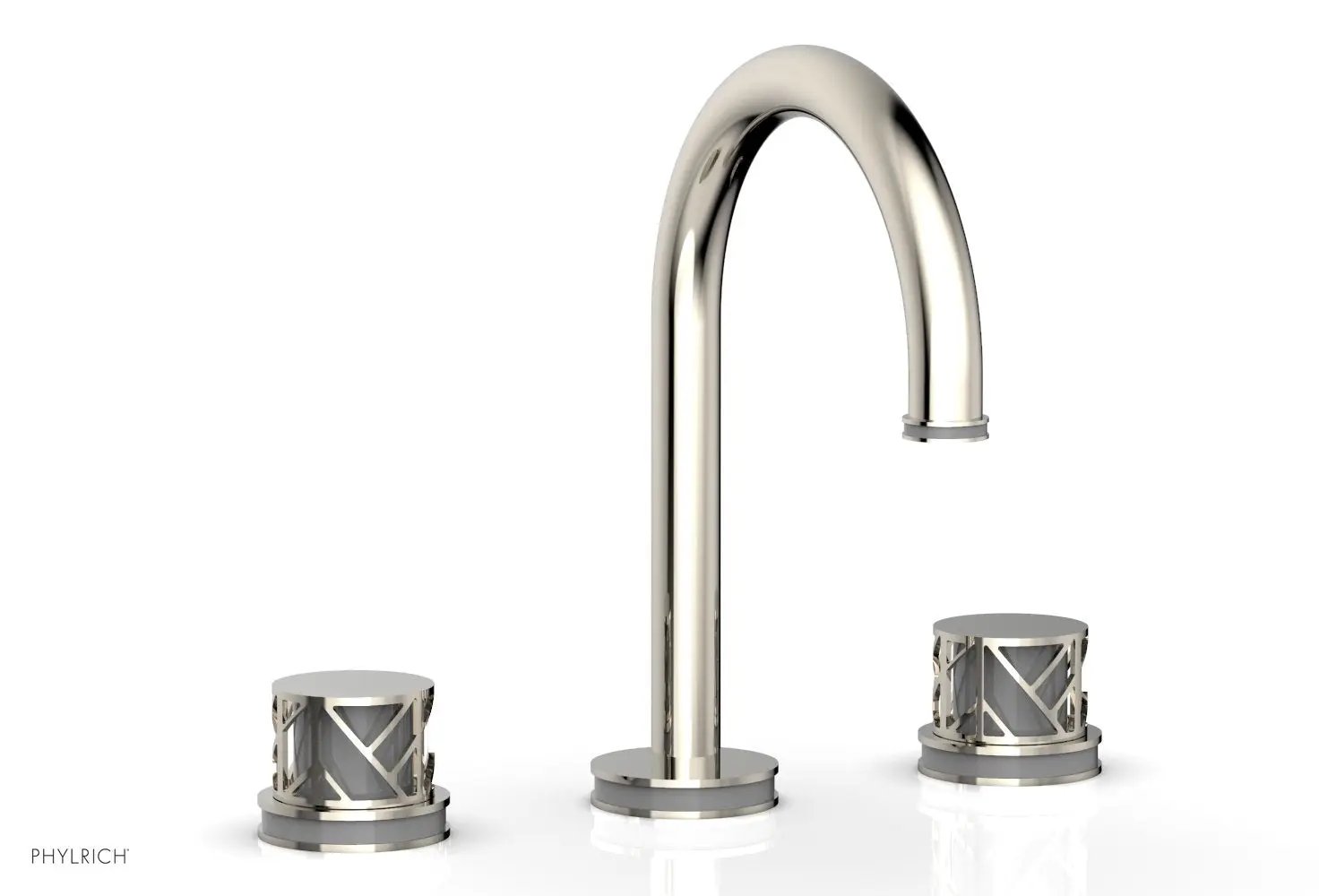 Phylrich JOLIE Widespread Faucet - Round Handles with "Grey" Accents by Phylrich