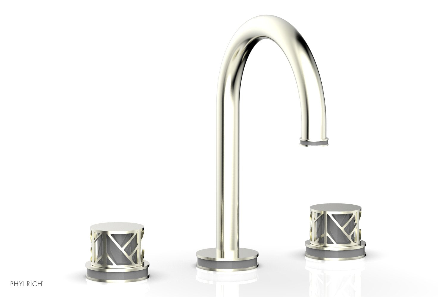 Phylrich JOLIE Widespread Faucet - Round Handles with "Grey" Accents