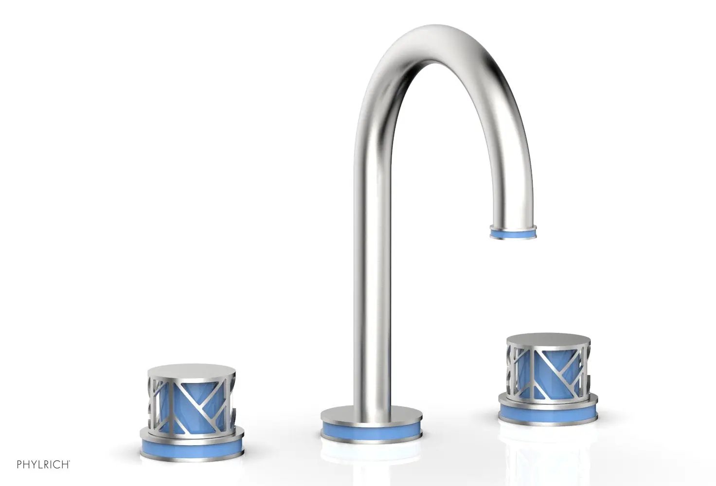 Phylrich JOLIE Widespread Faucet - Round Handles with "Light Blue" Accents by Phylrich