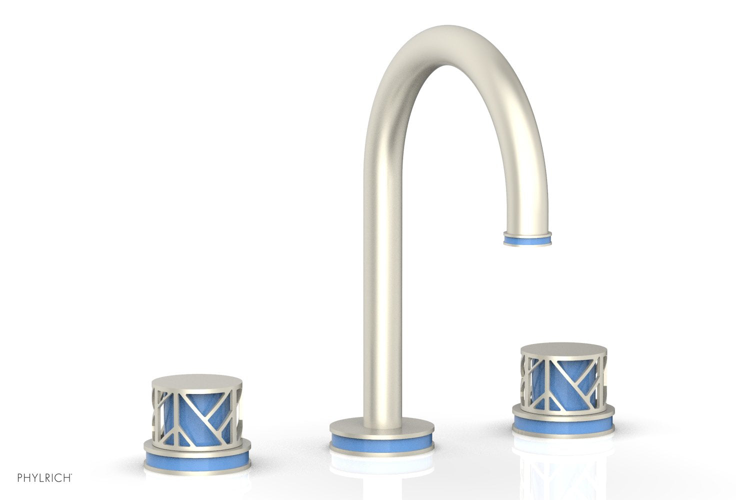 Phylrich JOLIE Widespread Faucet - Round Handles with "Light Blue" Accents