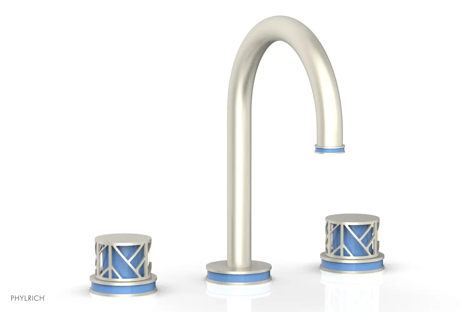 Phylrich JOLIE Widespread Faucet - Round Handles with "Light Blue" Accents by Phylrich