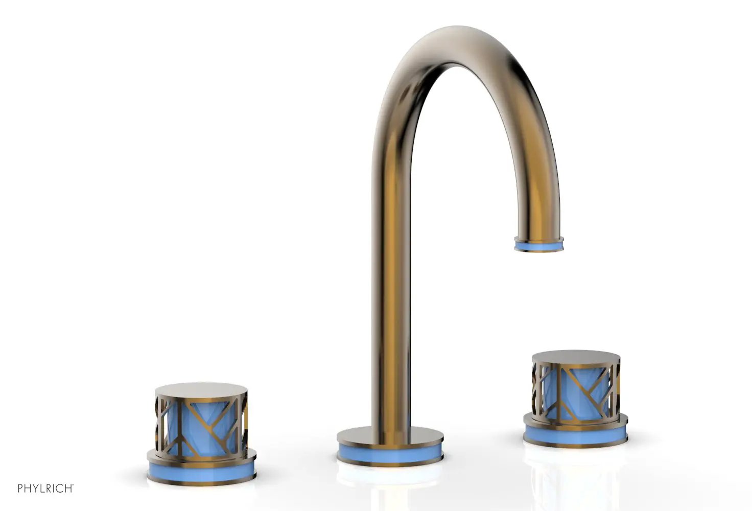 Phylrich JOLIE Widespread Faucet - Round Handles with "Light Blue" Accents by Phylrich