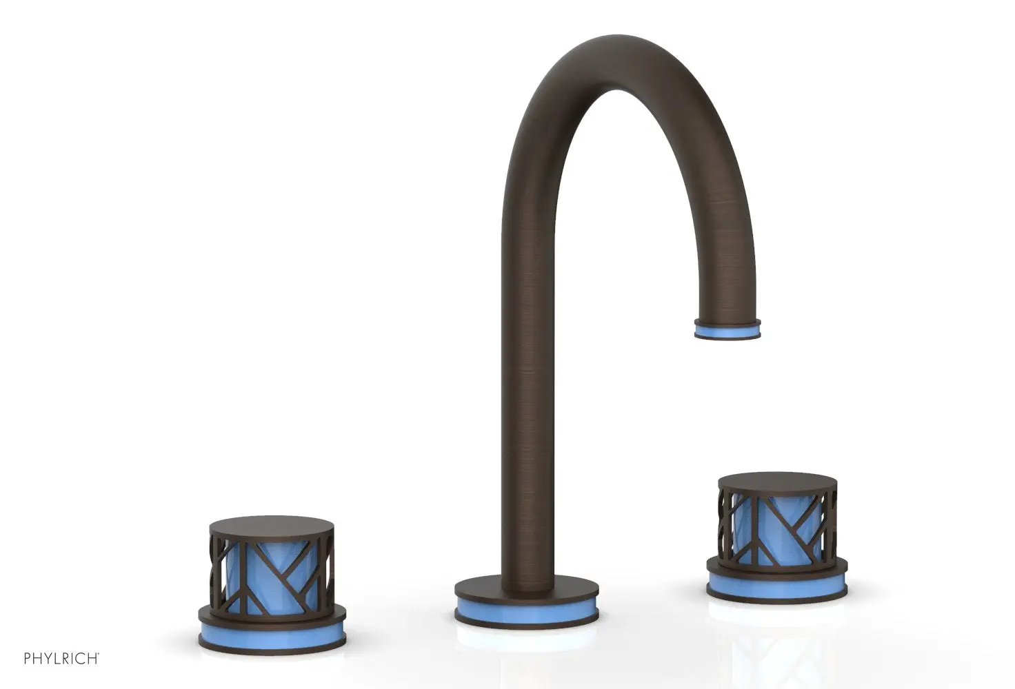 Phylrich JOLIE Widespread Faucet - Round Handles with "Light Blue" Accents by Phylrich