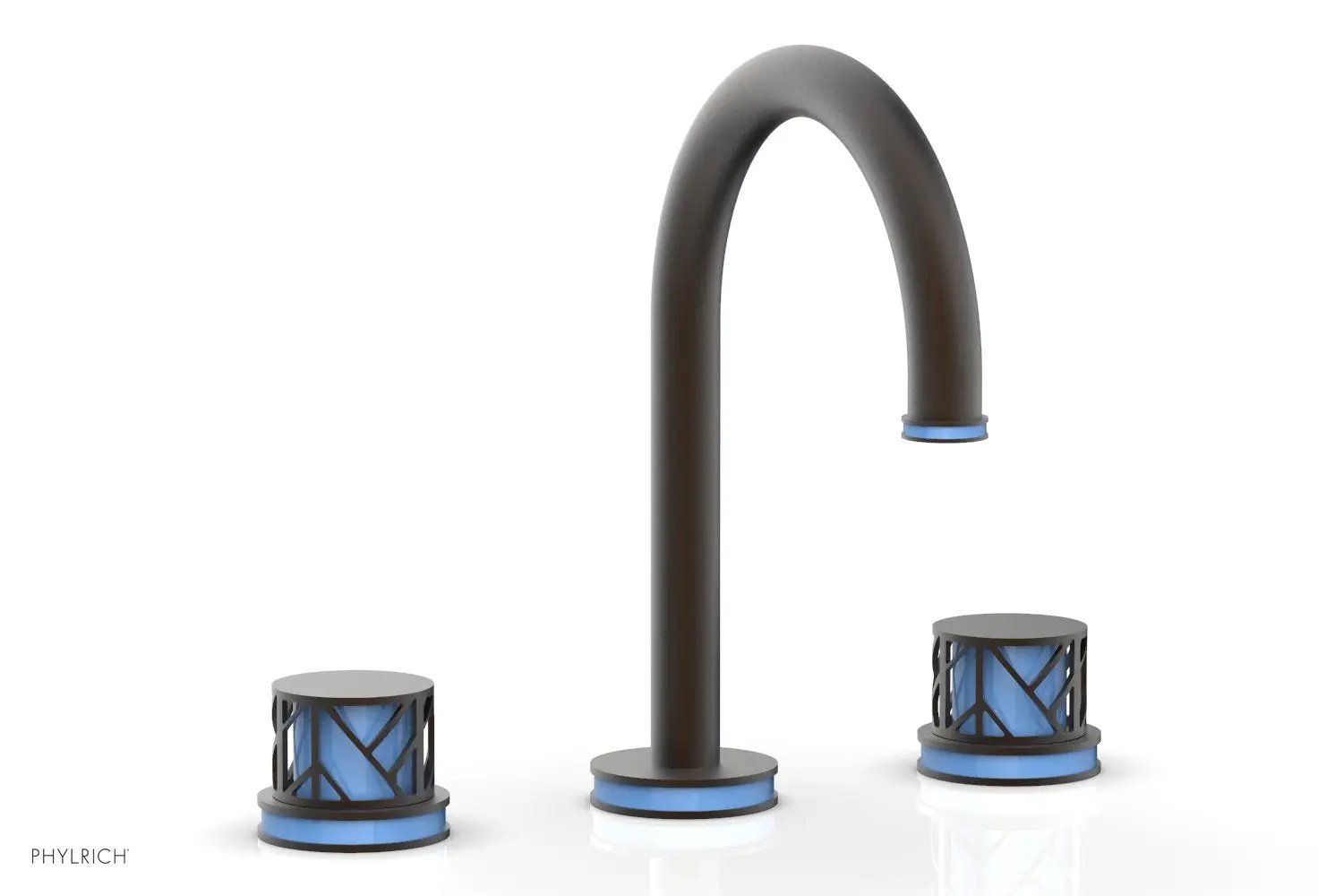 Phylrich JOLIE Widespread Faucet - Round Handles with "Light Blue" Accents by Phylrich