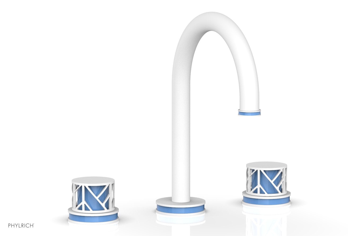 Phylrich JOLIE Widespread Faucet - Round Handles with "Light Blue" Accents
