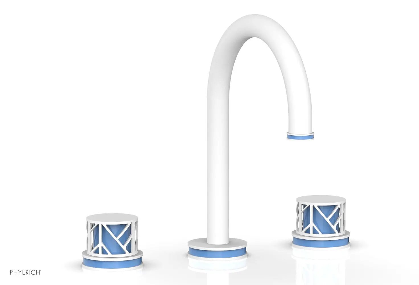 Phylrich JOLIE Widespread Faucet - Round Handles with "Light Blue" Accents by Phylrich