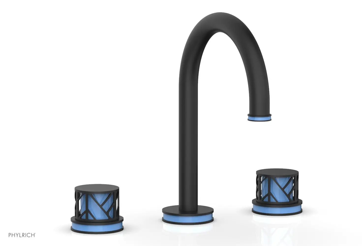 Phylrich JOLIE Widespread Faucet - Round Handles with "Light Blue" Accents by Phylrich