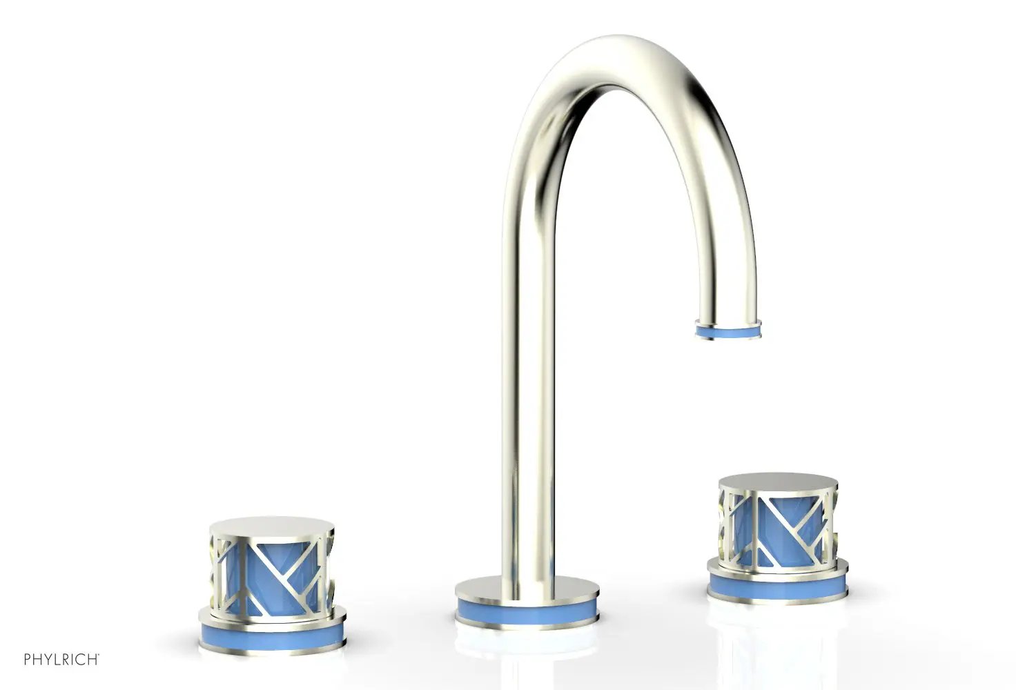 Phylrich JOLIE Widespread Faucet - Round Handles with "Light Blue" Accents by Phylrich