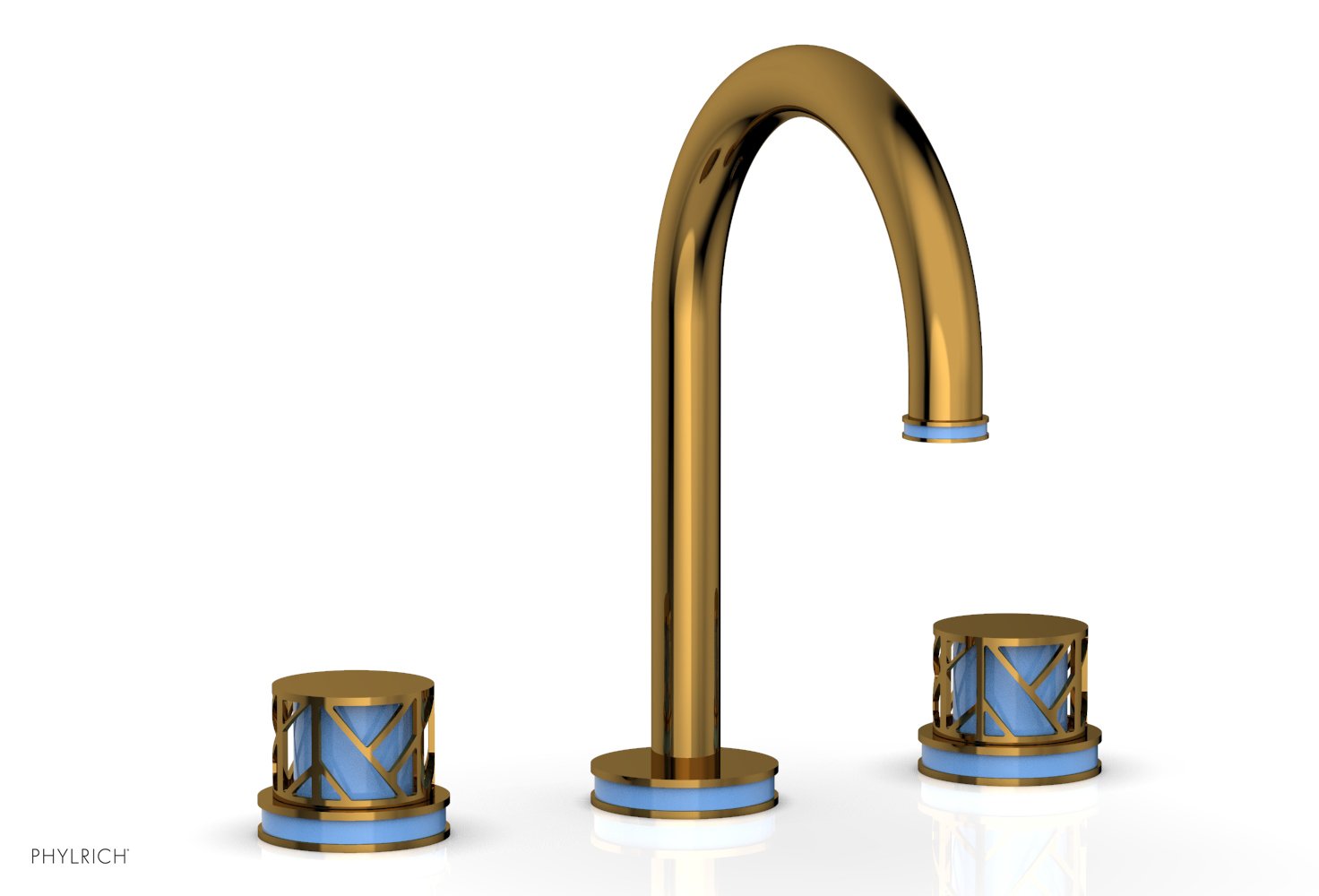 Phylrich JOLIE Widespread Faucet - Round Handles with "Light Blue" Accents
