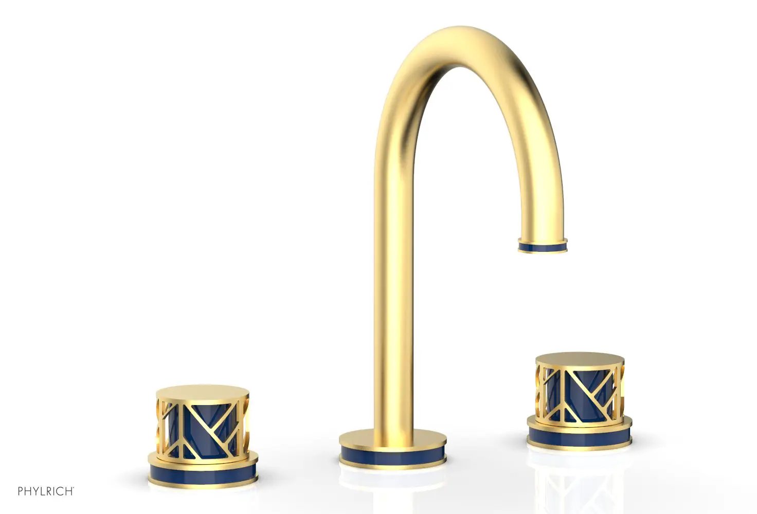 Phylrich JOLIE Widespread Faucet - Round Handles with "Navy Blue" Accents by Phylrich