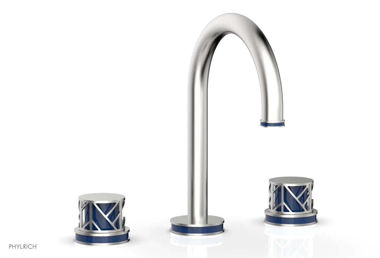 Phylrich JOLIE Widespread Faucet - Round Handles with "Navy Blue" Accents by Phylrich