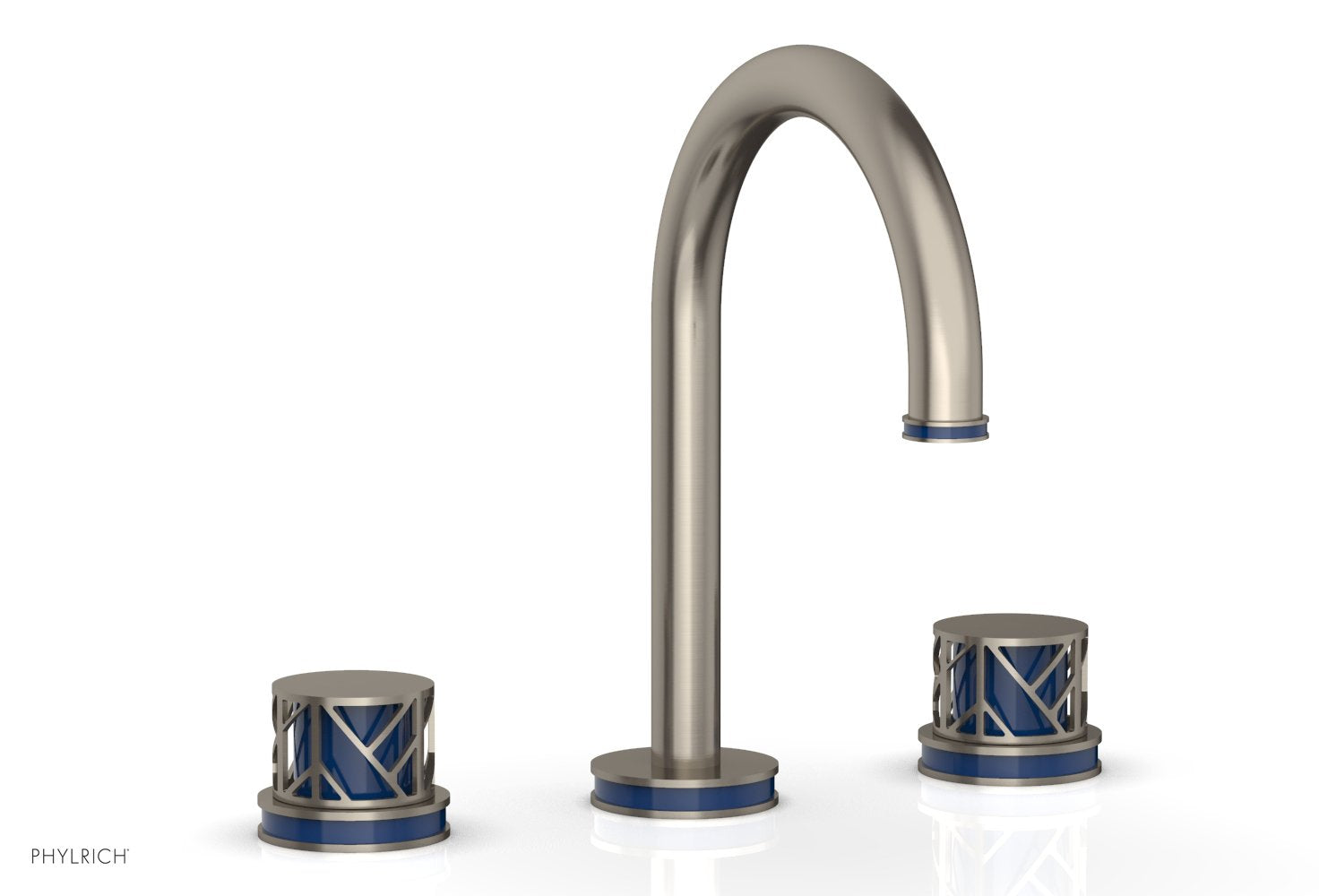 Phylrich JOLIE Widespread Faucet - Round Handles with "Navy Blue" Accents