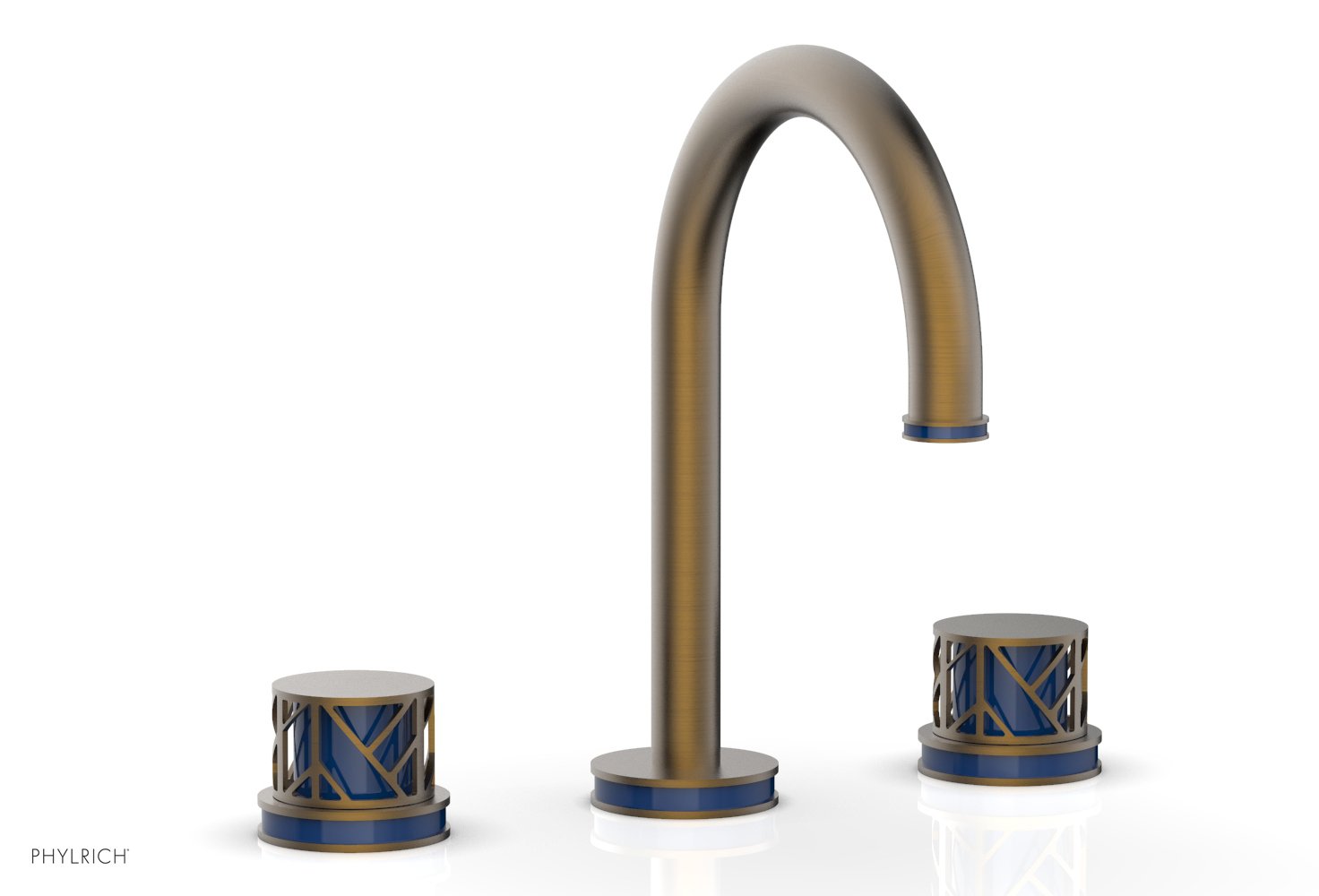 Phylrich JOLIE Widespread Faucet - Round Handles with "Navy Blue" Accents