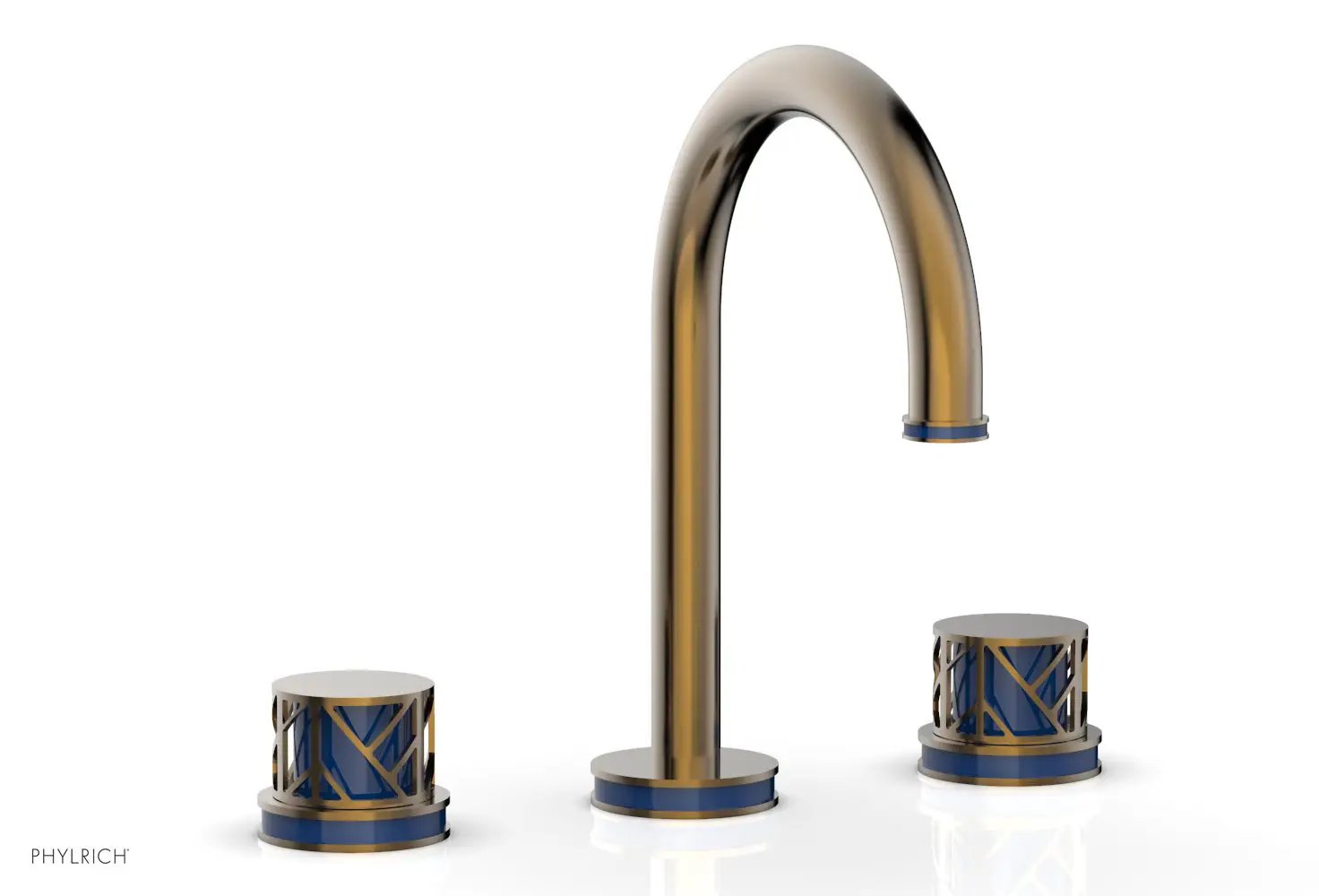 Phylrich JOLIE Widespread Faucet - Round Handles with "Navy Blue" Accents by Phylrich