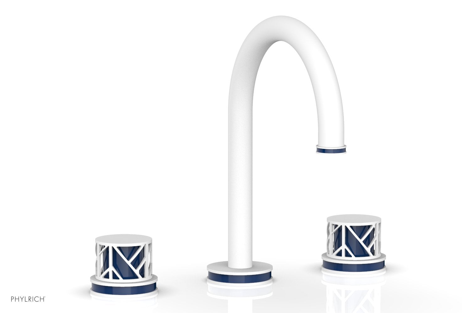 Phylrich JOLIE Widespread Faucet - Round Handles with "Navy Blue" Accents