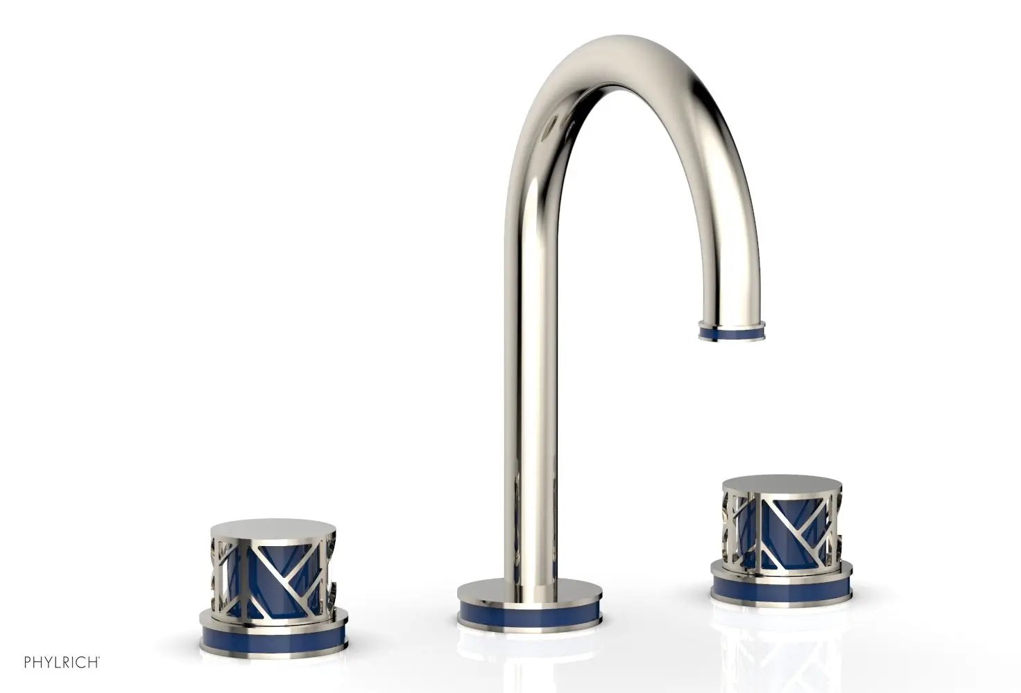 Phylrich JOLIE Widespread Faucet - Round Handles with "Navy Blue" Accents by Phylrich
