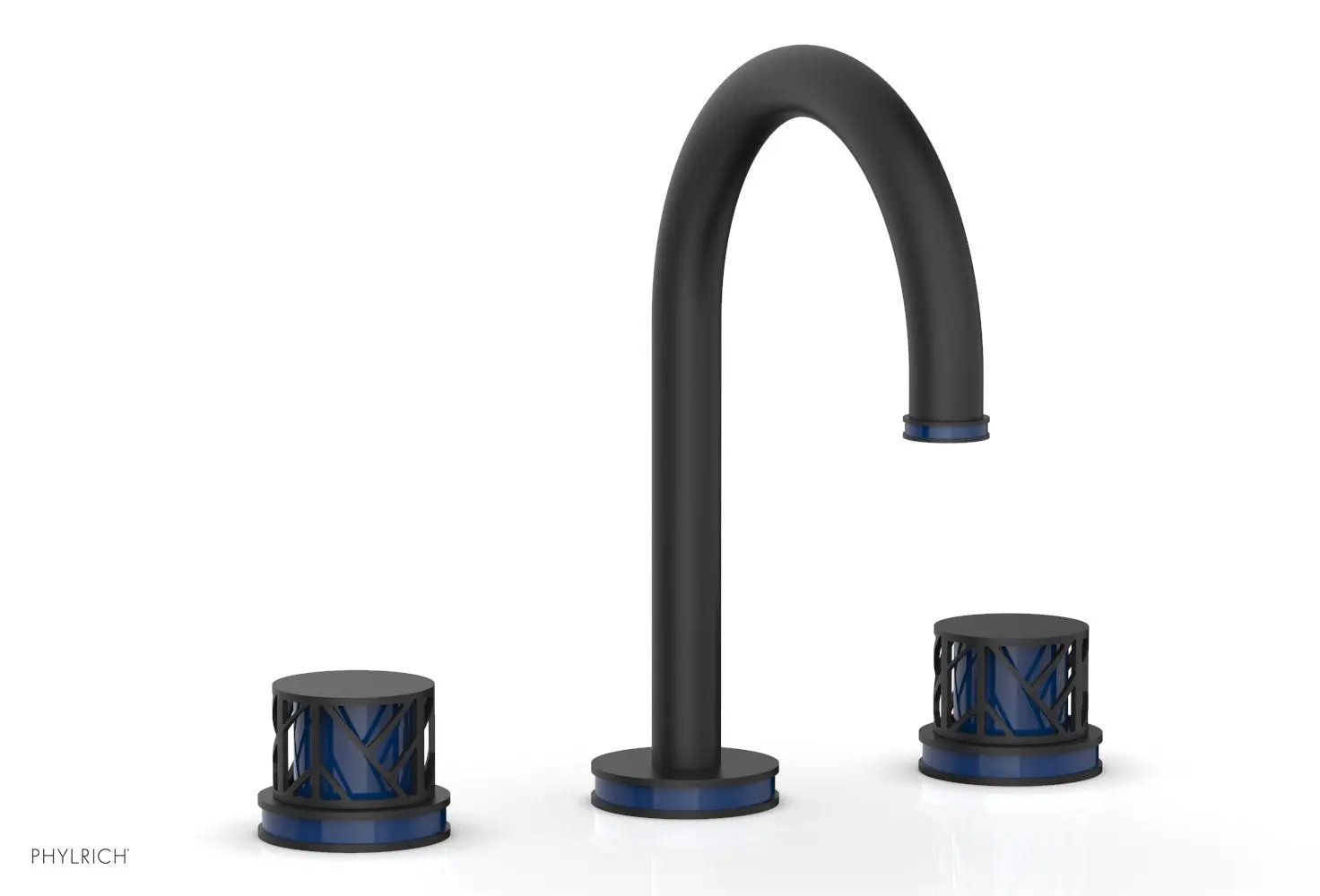 Phylrich JOLIE Widespread Faucet - Round Handles with "Navy Blue" Accents by Phylrich