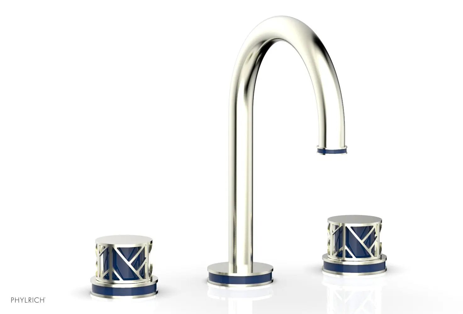 Phylrich JOLIE Widespread Faucet - Round Handles with "Navy Blue" Accents by Phylrich