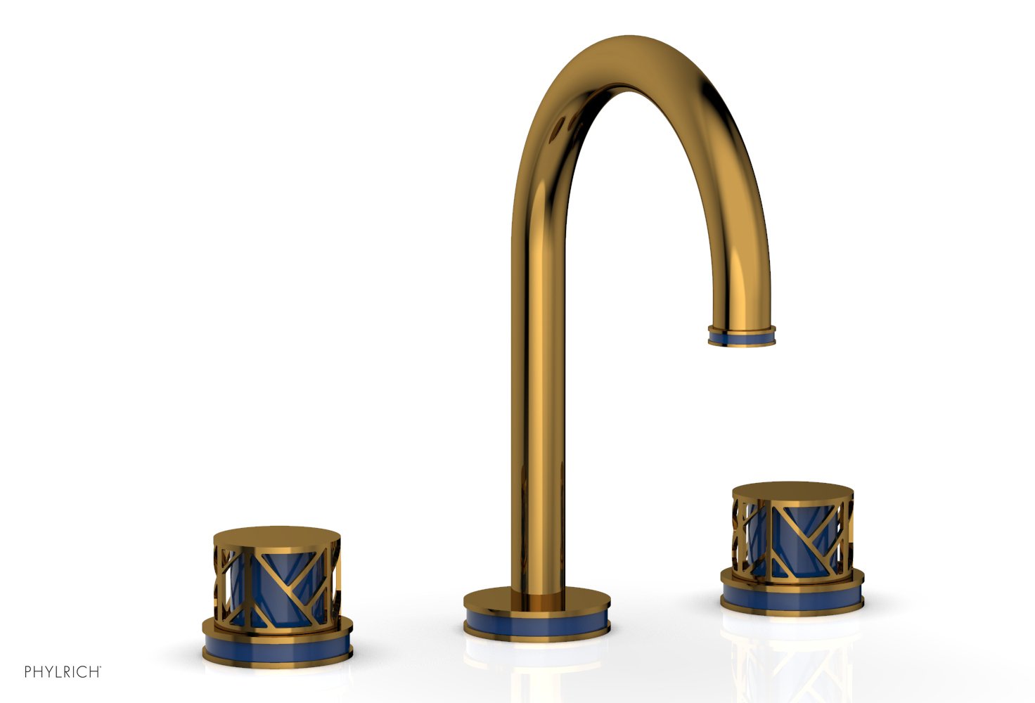 Phylrich JOLIE Widespread Faucet - Round Handles with "Navy Blue" Accents