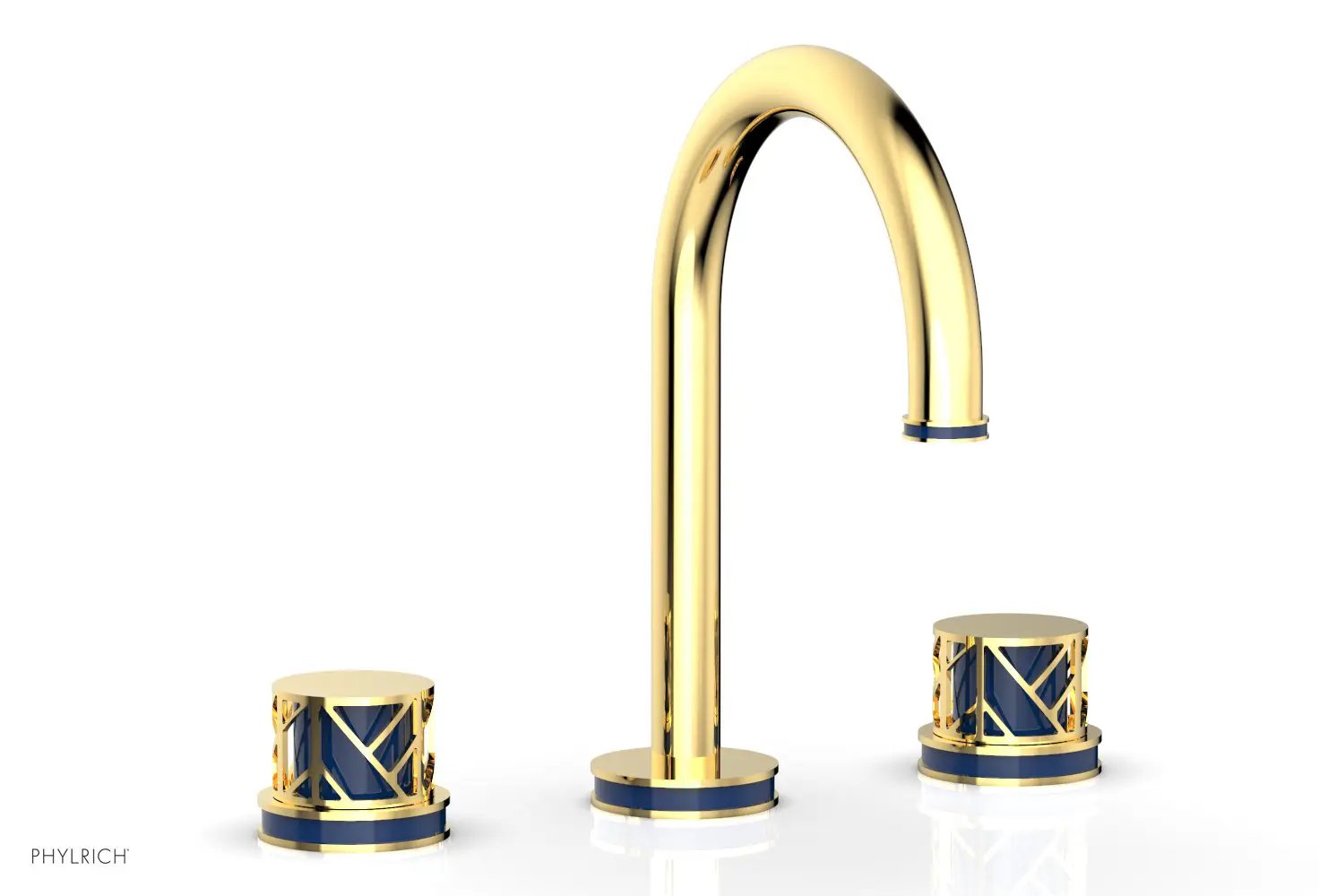Phylrich JOLIE Widespread Faucet - Round Handles with "Navy Blue" Accents by Phylrich
