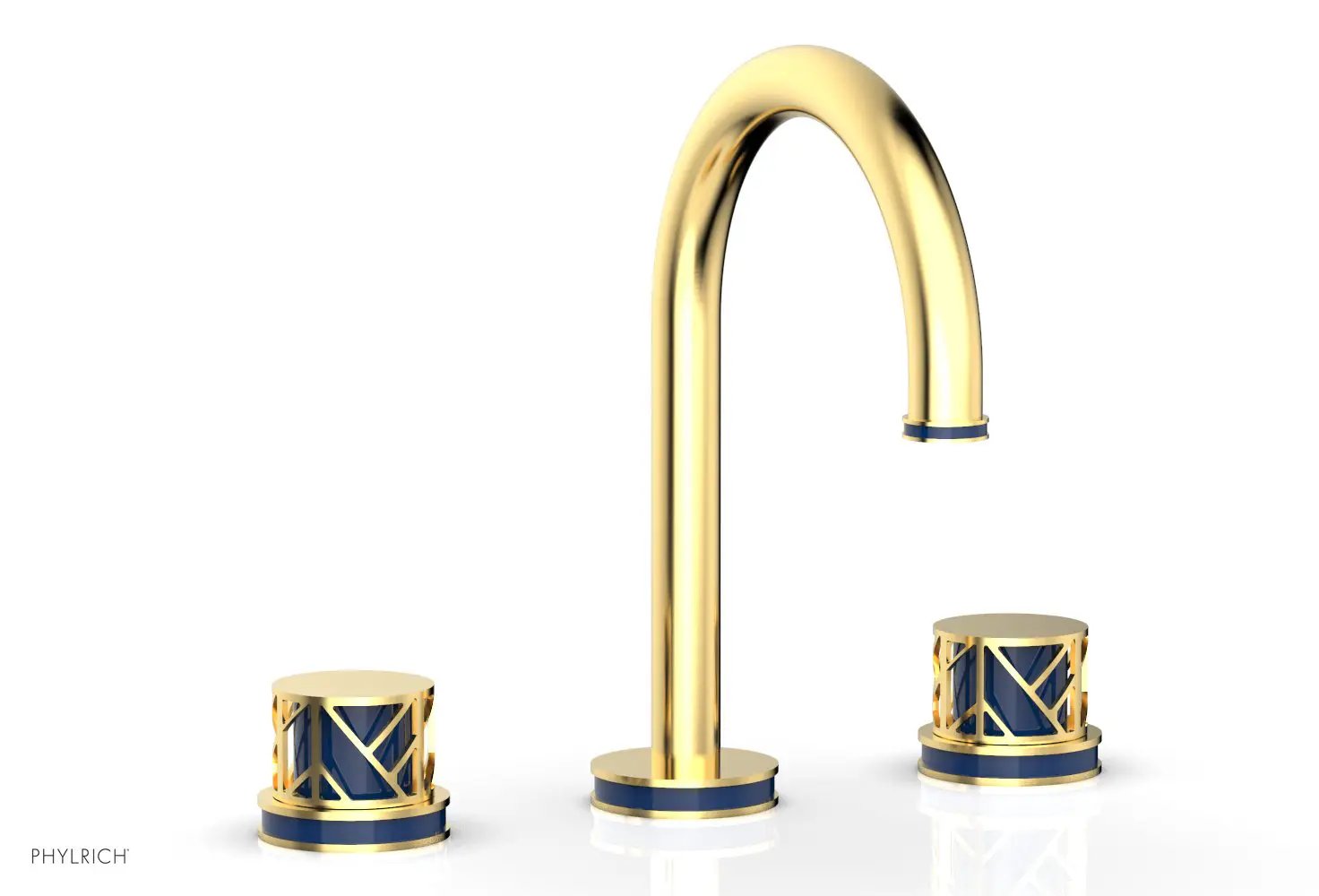 Phylrich JOLIE Widespread Faucet - Round Handles with "Navy Blue" Accents by Phylrich