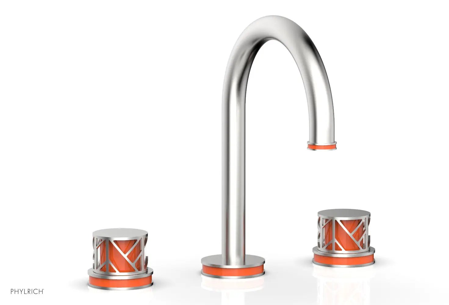 Phylrich JOLIE Widespread Faucet - Round Handles with "Orange" Accents by Phylrich