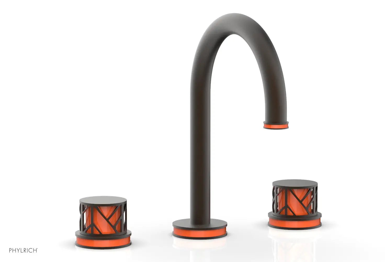 Phylrich JOLIE Widespread Faucet - Round Handles with "Orange" Accents by Phylrich