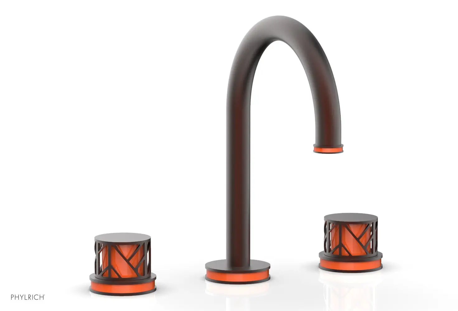 Phylrich JOLIE Widespread Faucet - Round Handles with "Orange" Accents by Phylrich