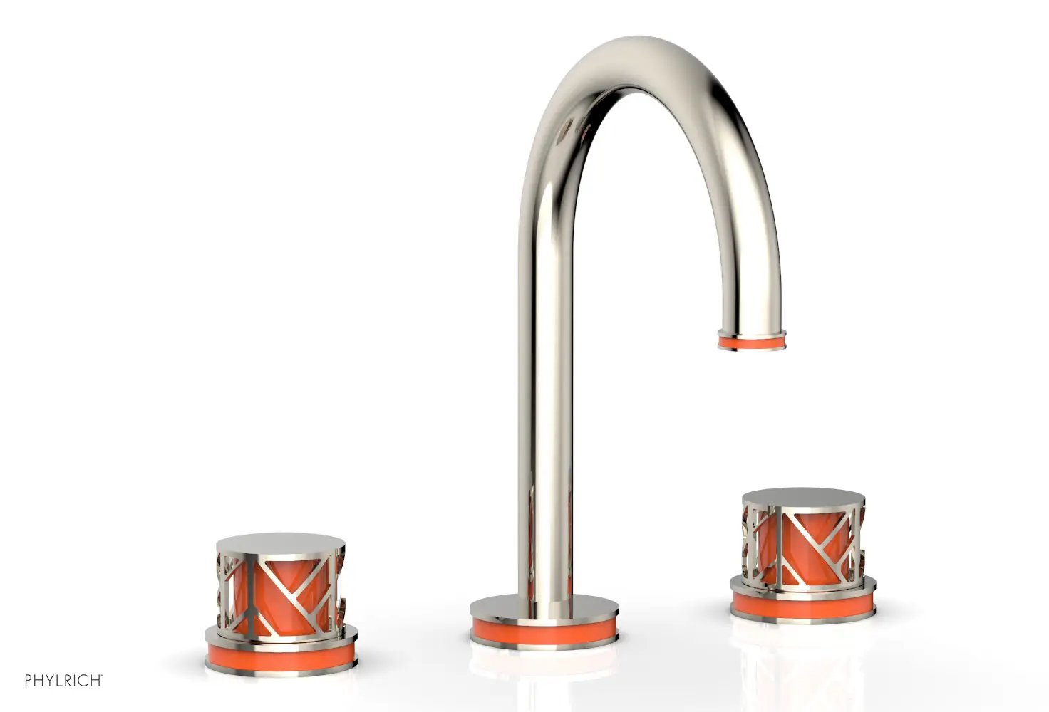 Phylrich JOLIE Widespread Faucet - Round Handles with "Orange" Accents by Phylrich