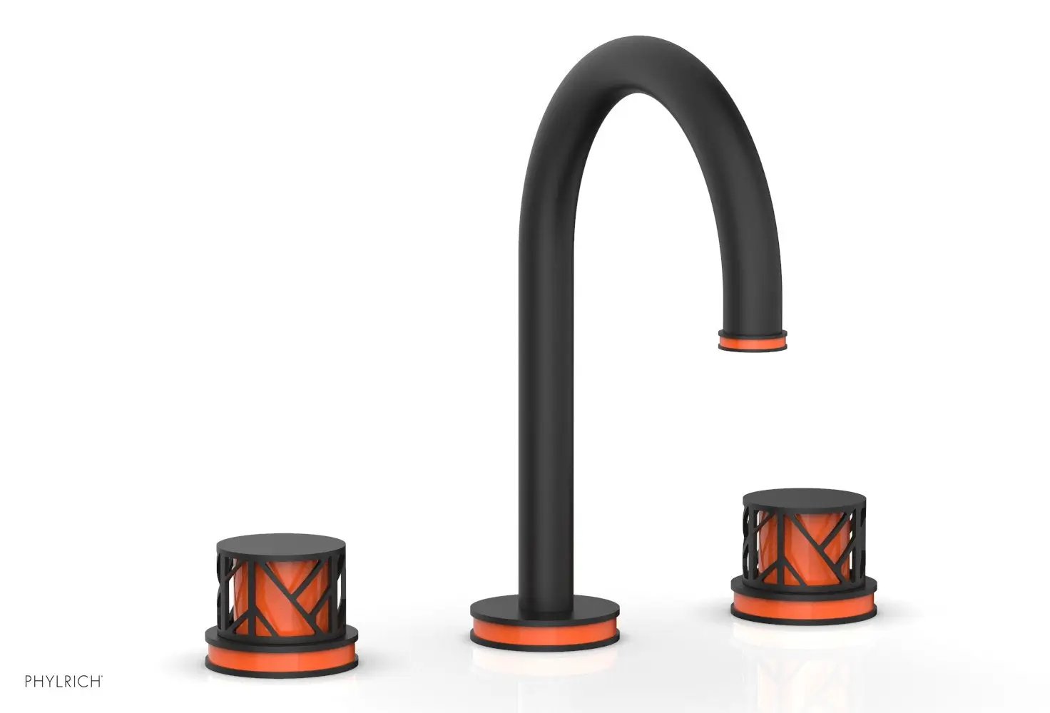 Phylrich JOLIE Widespread Faucet - Round Handles with "Orange" Accents by Phylrich