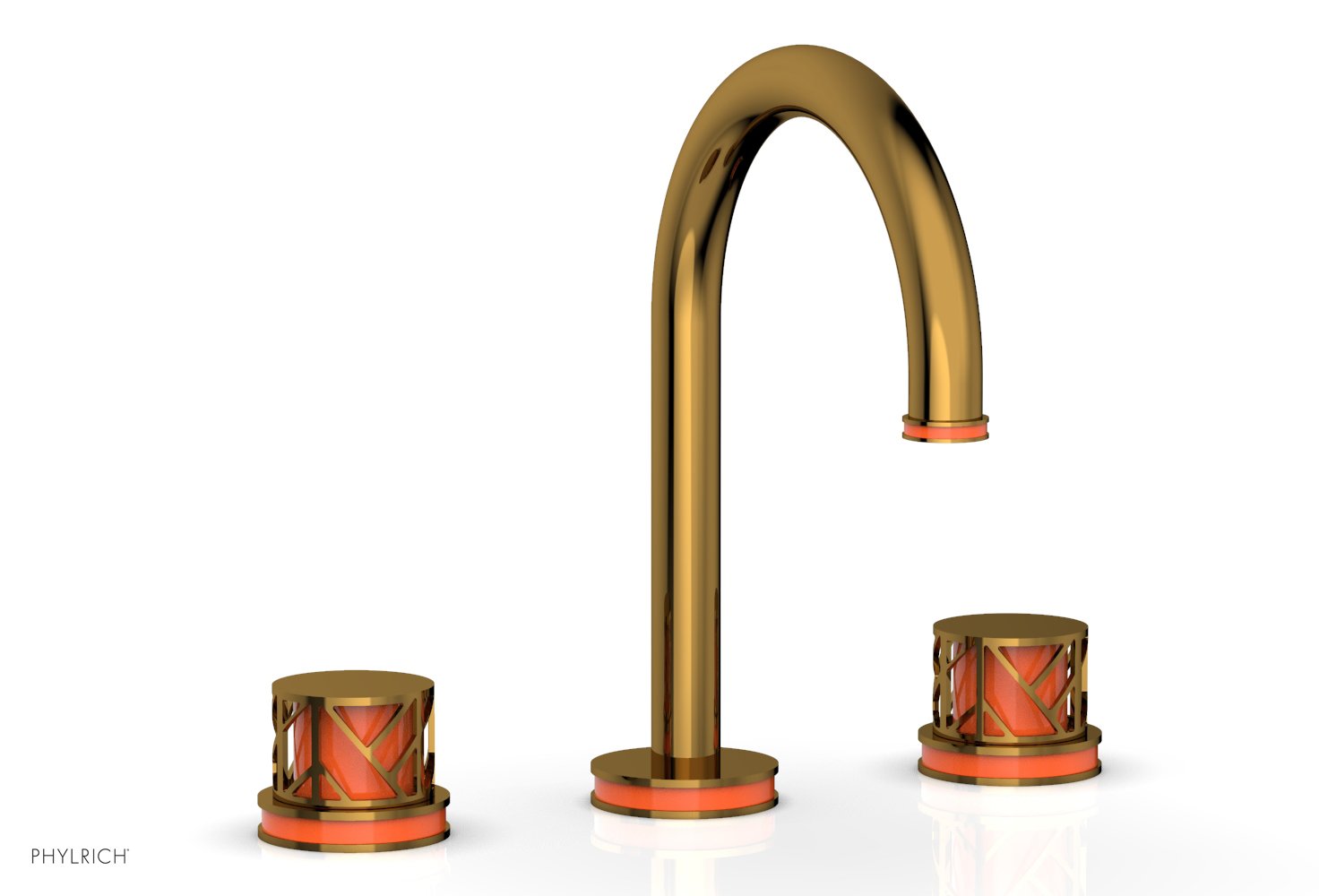 Phylrich JOLIE Widespread Faucet - Round Handles with "Orange" Accents