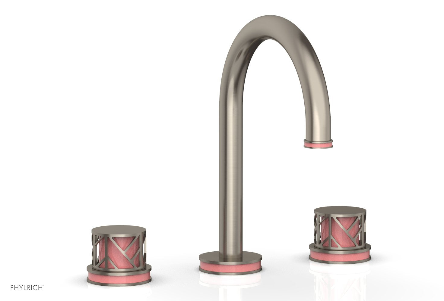 Phylrich JOLIE Widespread Faucet - Round Handles with "Pink" Accents